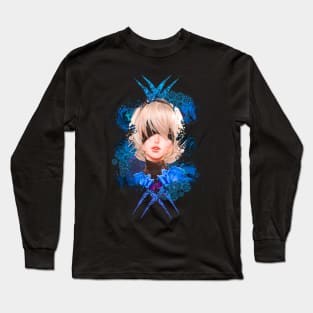 Android Girl - Blue Abstract Long Sleeve T-Shirt